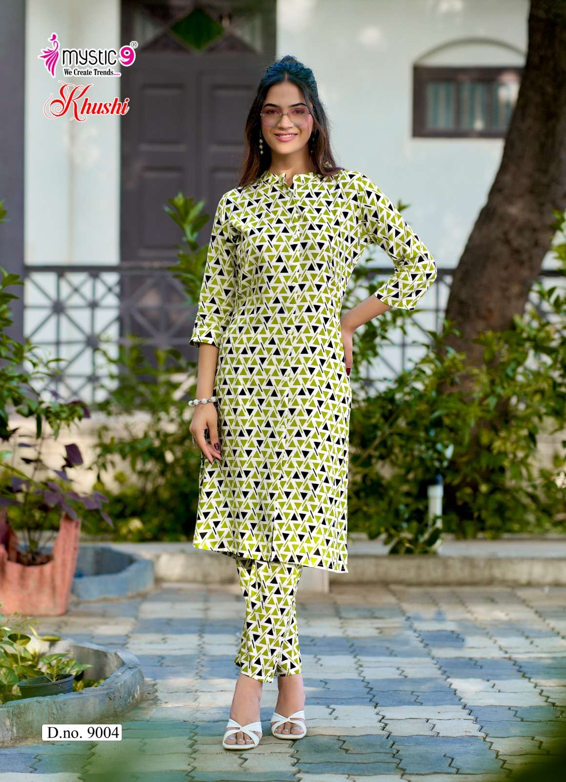 MYSTIC 9 KHUSHI VOL 9 HEAVY VISCOSE PRINT CO ORD SET CATALOGUE WESTERN OFFICE INDIA SHOP